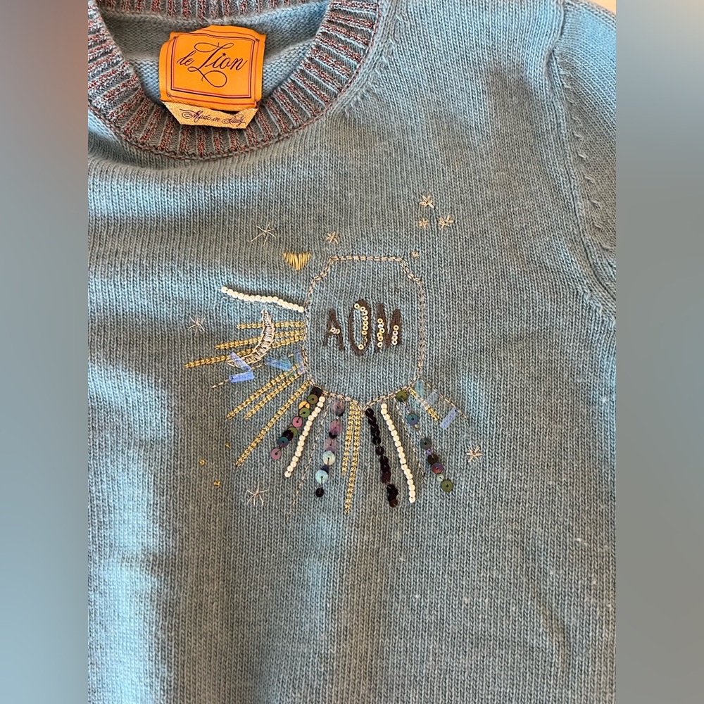 Le Lion Blue Embroidered Sweater - Picture 3 of 3